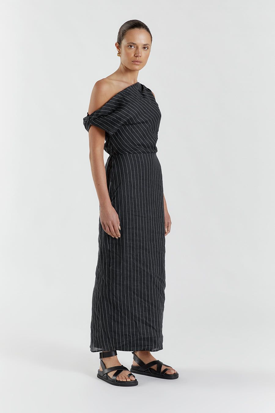 MARCEL BLACK PINSTRIPE MIDI DRESS sold by Dissh product image thumbnail 3