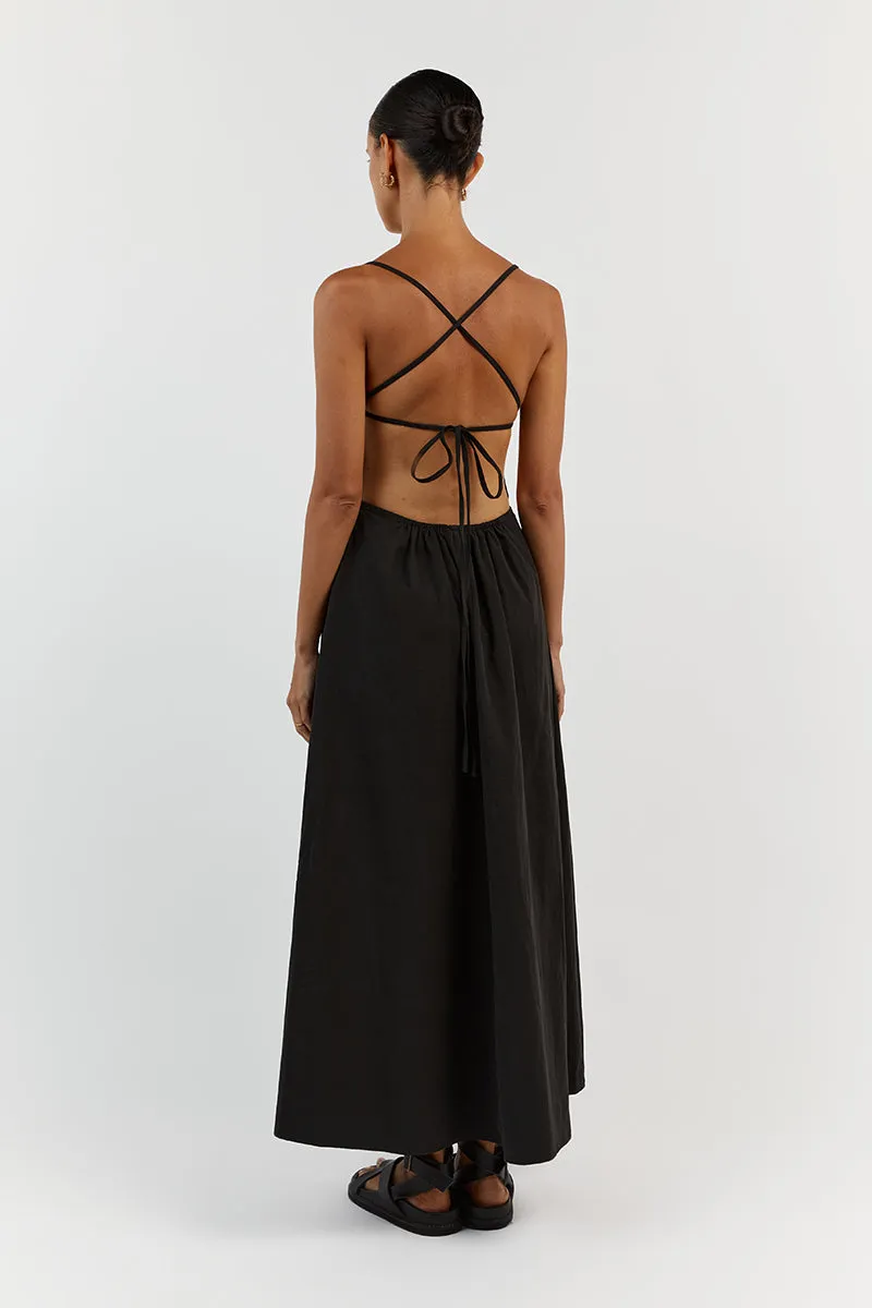 RYLEE BLACK COTTON MIDI DRESS sold by Dissh product image thumbnail 4