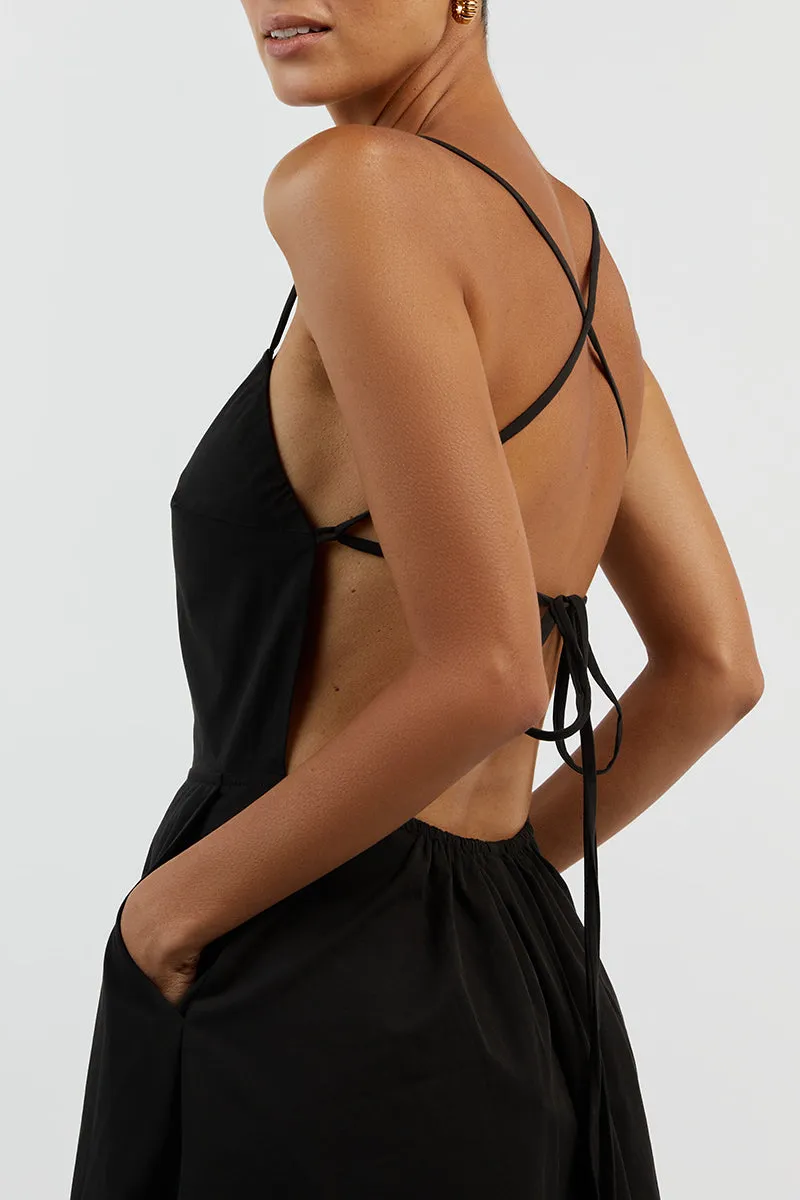 RYLEE BLACK COTTON MIDI DRESS sold by Dissh product image thumbnail 5