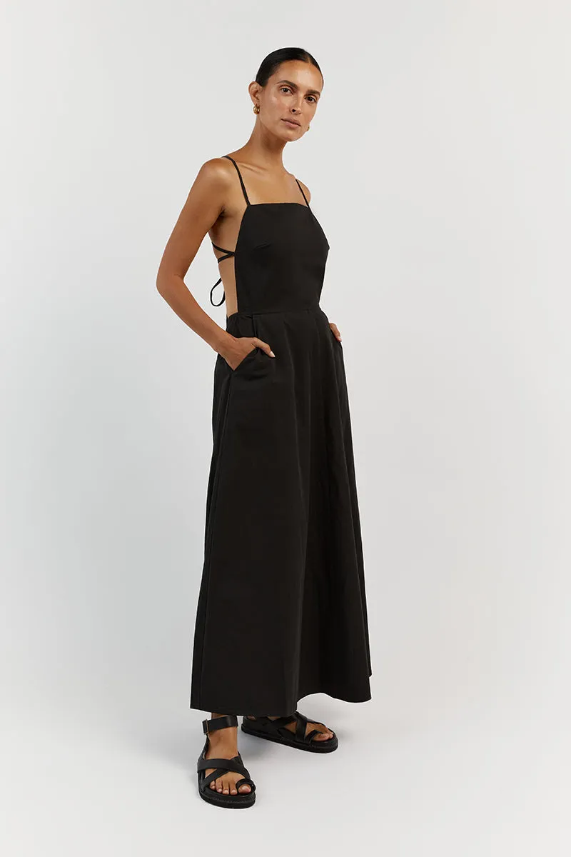 RYLEE BLACK COTTON MIDI DRESS sold by Dissh product image thumbnail 3