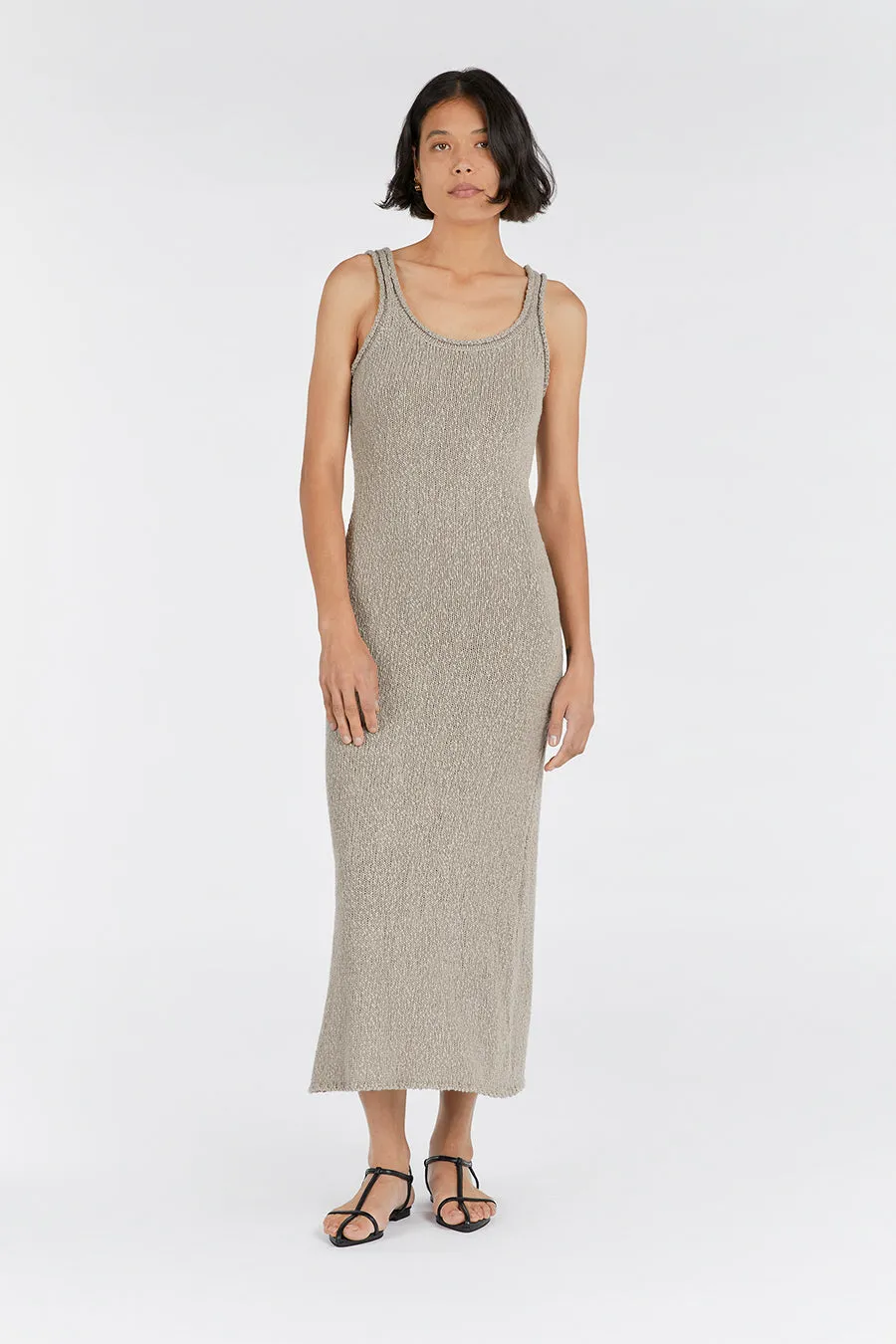 DION TAUPE BOUCLE MAXI DRESS sold by Dissh