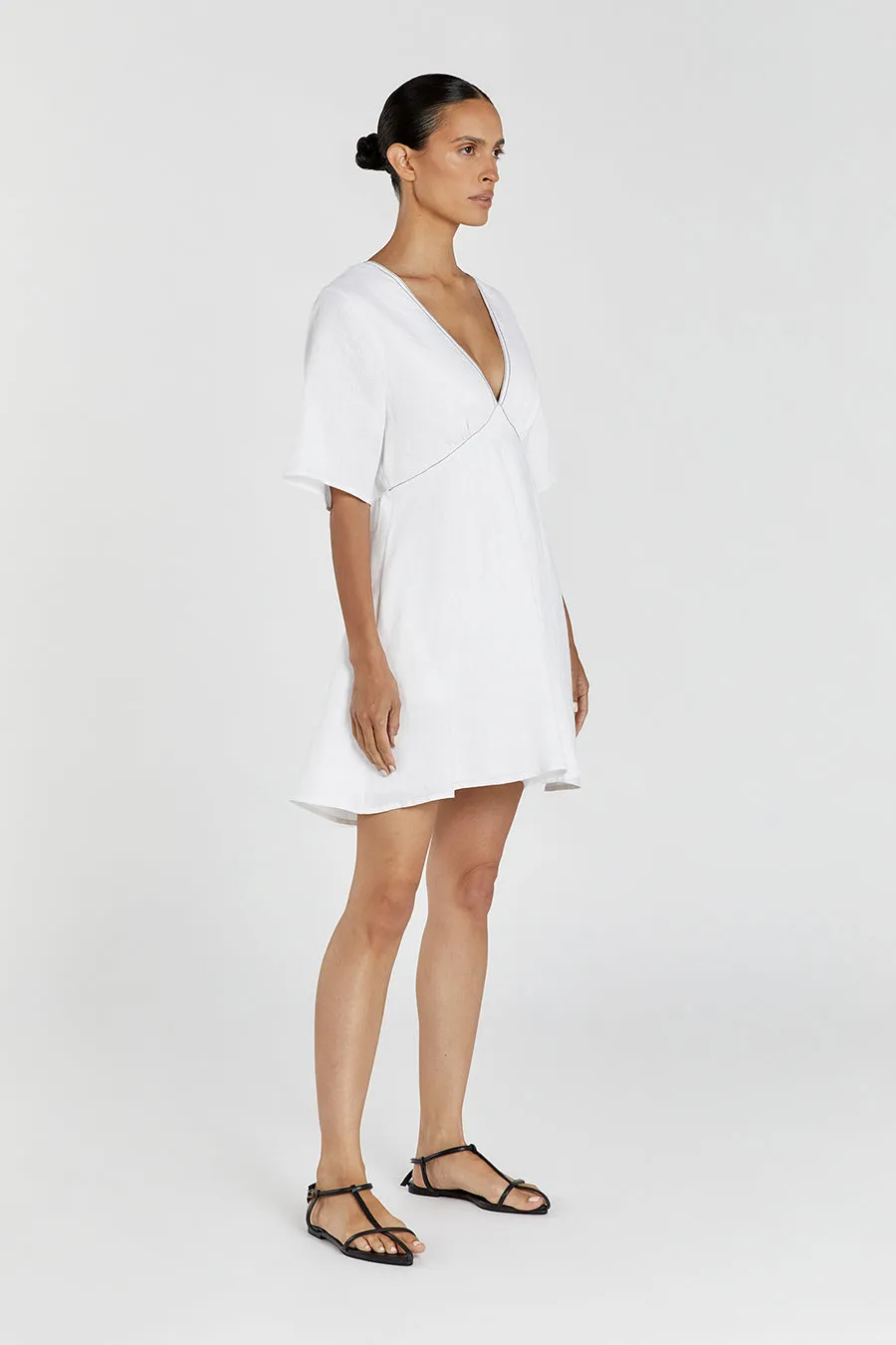 RHODES WHITE LINEN MINI DRESS sold by Dissh product image thumbnail 3