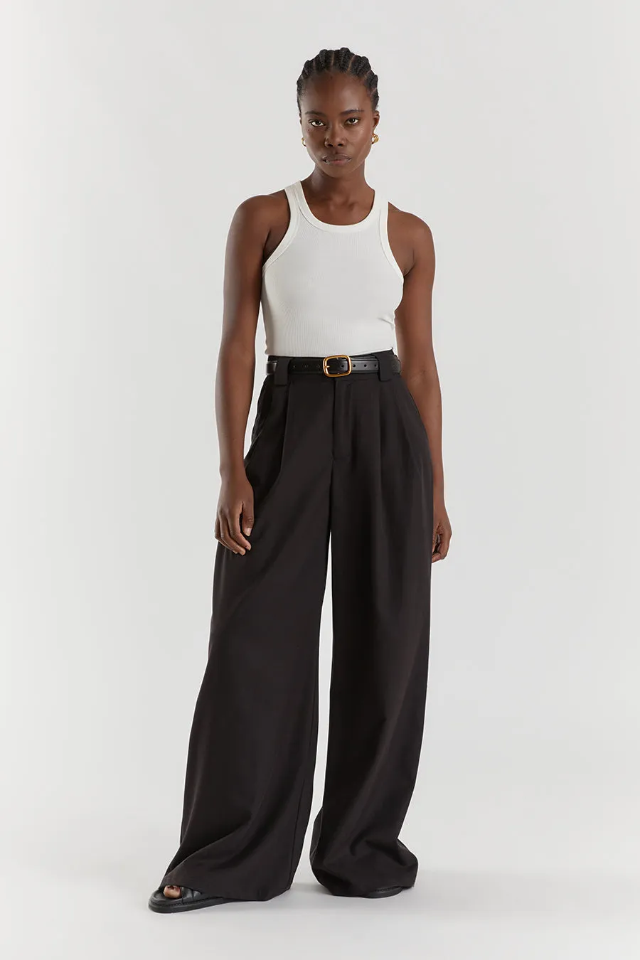 HARLEY BLACK WOOL BLEND PANT sold by Dissh