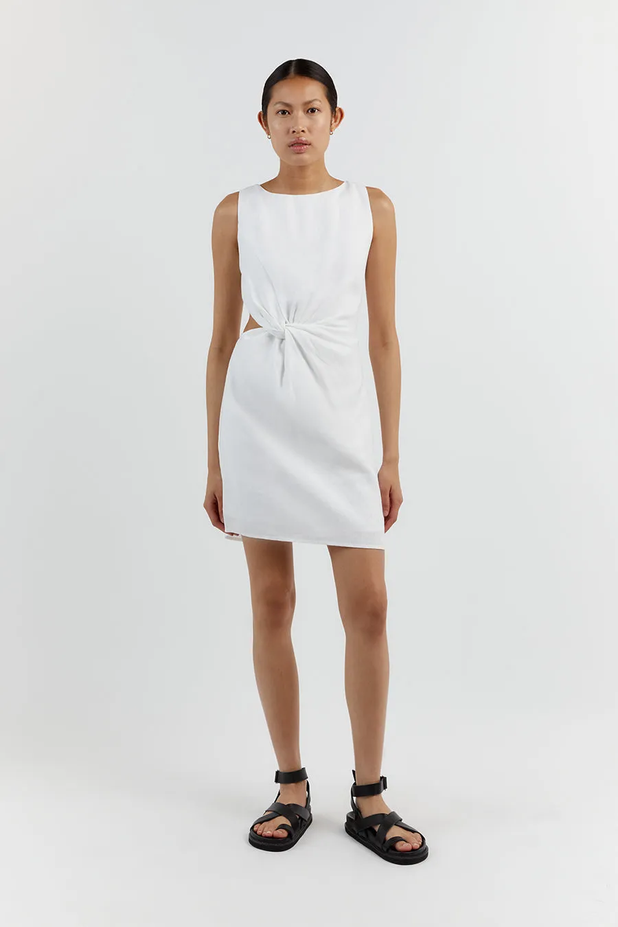 LEILANI WHITE LINEN MINI DRESS sold by Dissh