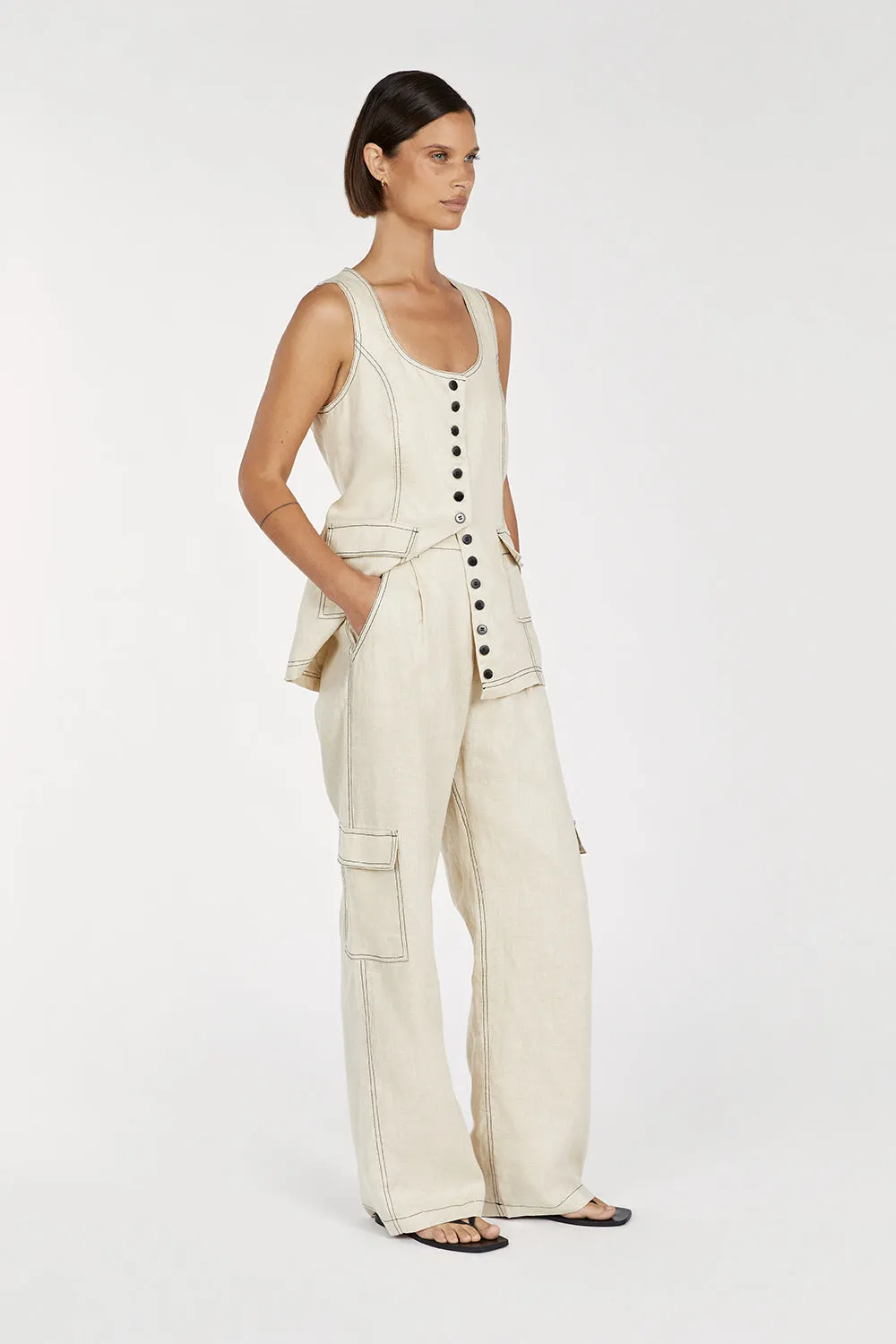 ROSIE PUTTY LINEN CARGO PANT sold by Dissh product image thumbnail 3