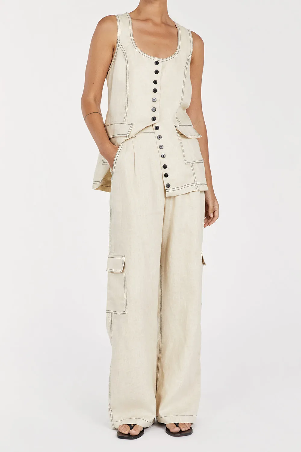 ROSIE PUTTY LINEN CARGO PANT sold by Dissh product image thumbnail 2