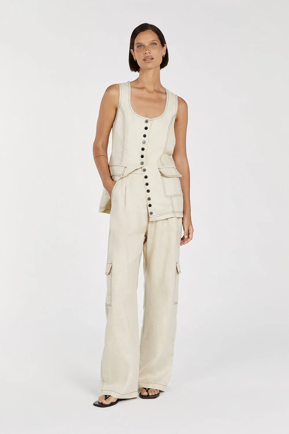 ROSIE PUTTY LINEN CARGO PANT sold by Dissh
