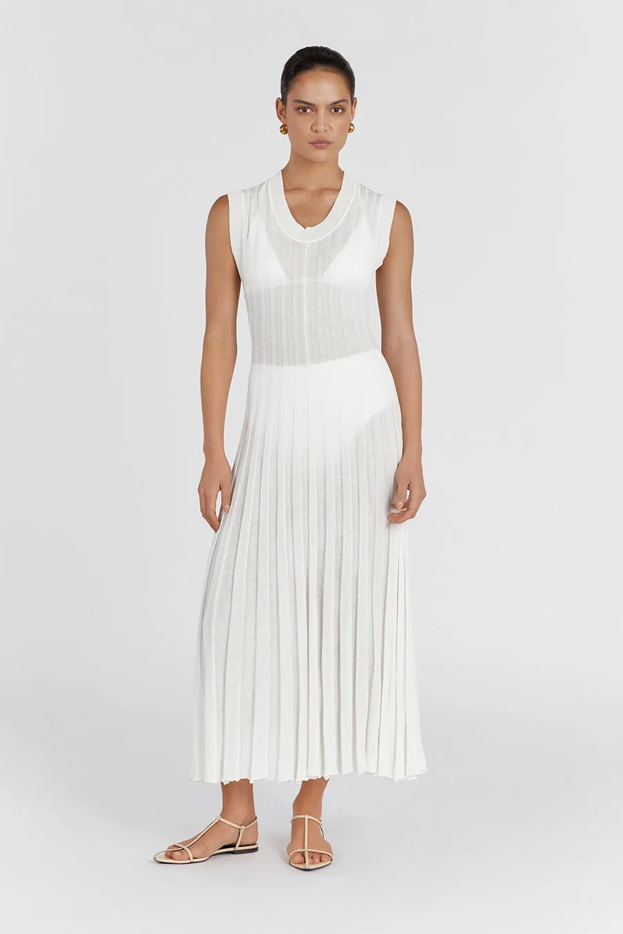 ASTRID OFF WHITE SCOOP MIDI DRESS sold by Dissh product image thumbnail 2