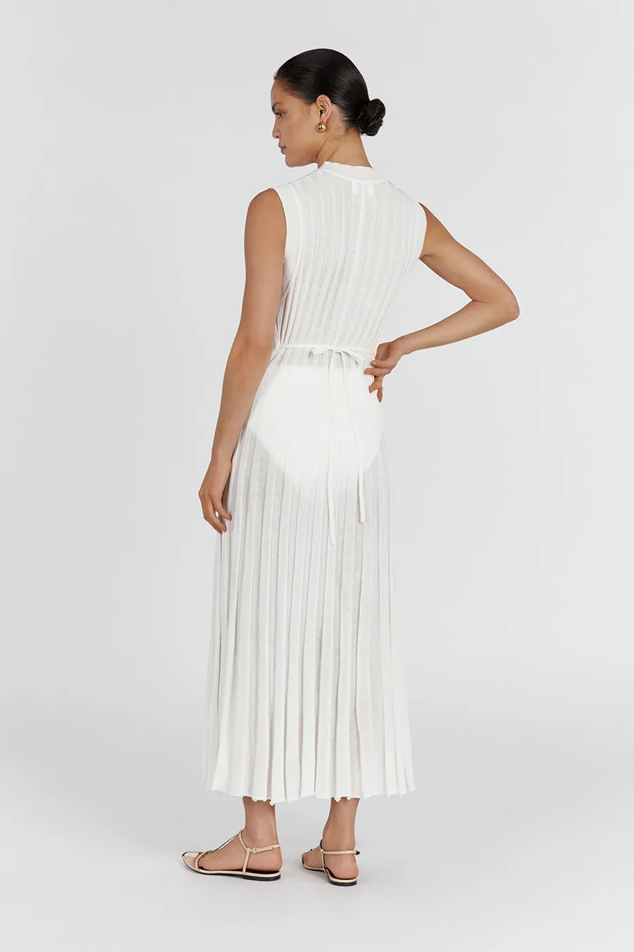 ASTRID OFF WHITE SCOOP MIDI DRESS sold by Dissh product image thumbnail 4