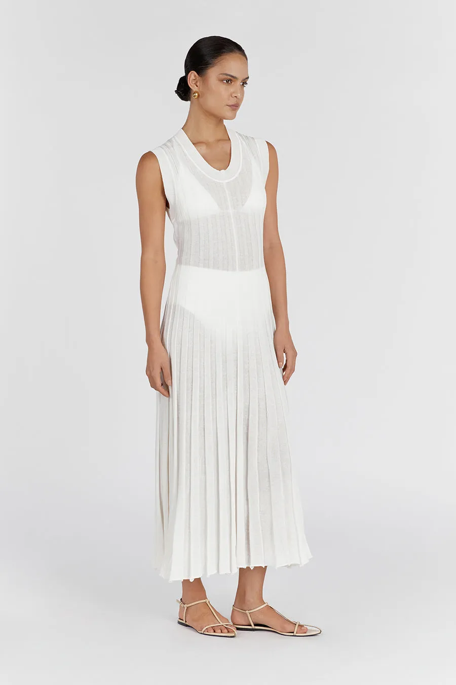 ASTRID OFF WHITE SCOOP MIDI DRESS sold by Dissh product image thumbnail 3