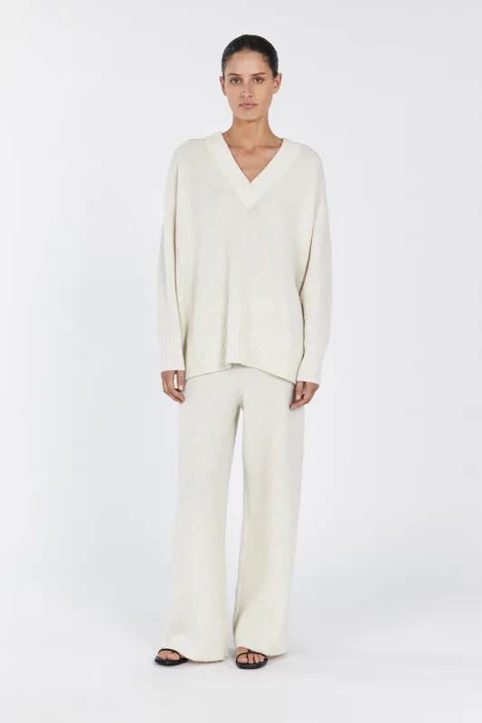 ZELIE CREAM MARLE KNIT PANT sold by Dissh