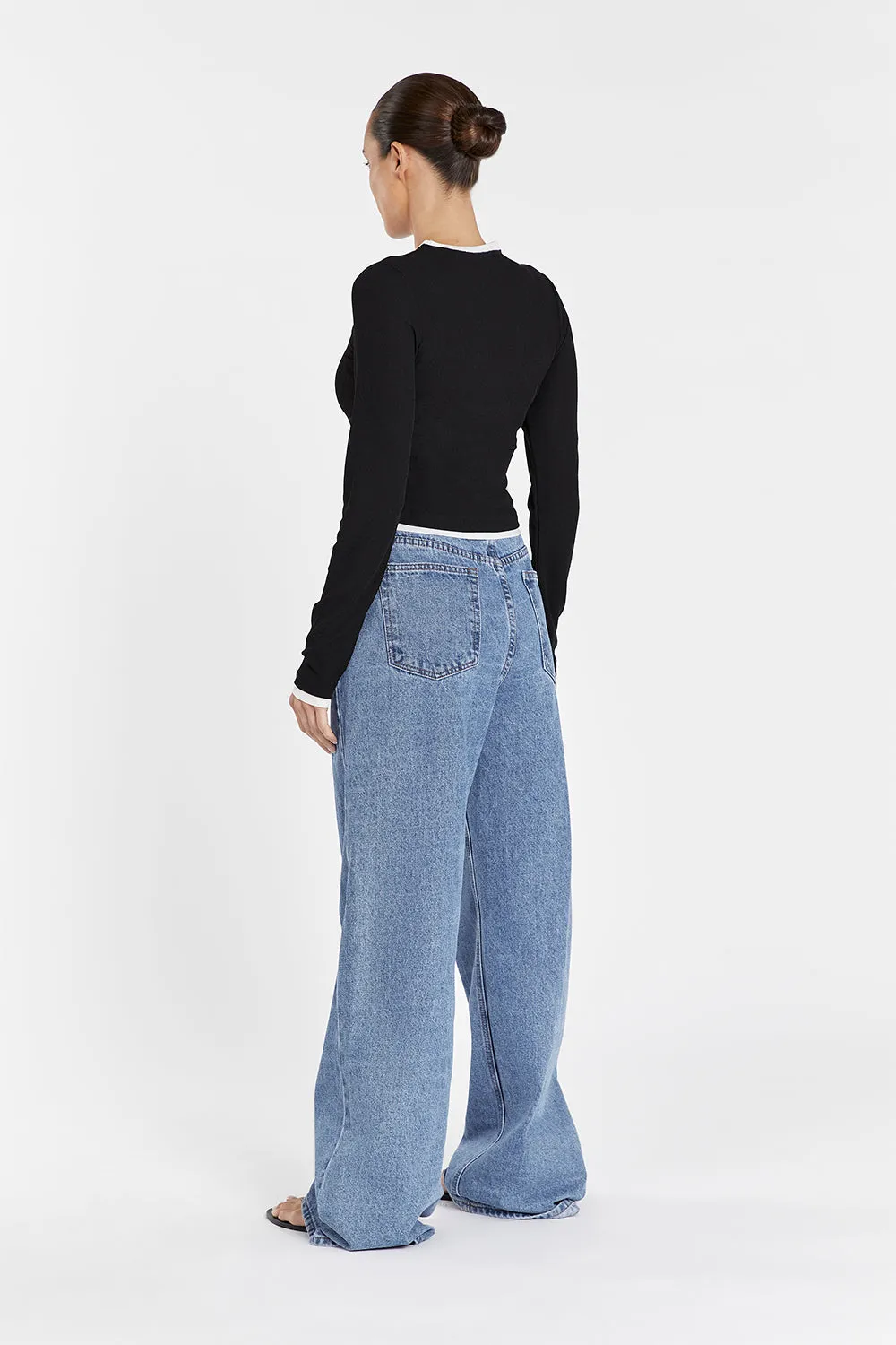 LINA BLACK CONTRAST LONG SLEEVE TOP sold by Dissh product image thumbnail 4