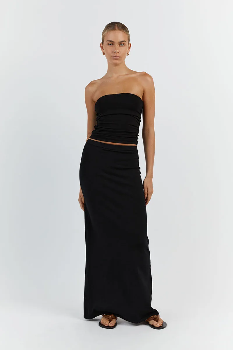 CARRIE BLACK MIDI SKIRT sold by Dissh