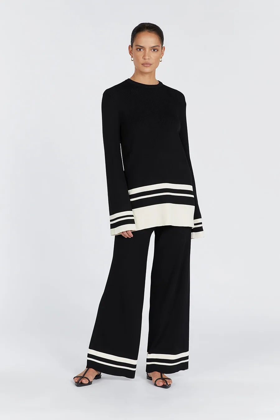 MADISON BLACK CONTRAST PANT sold by Dissh