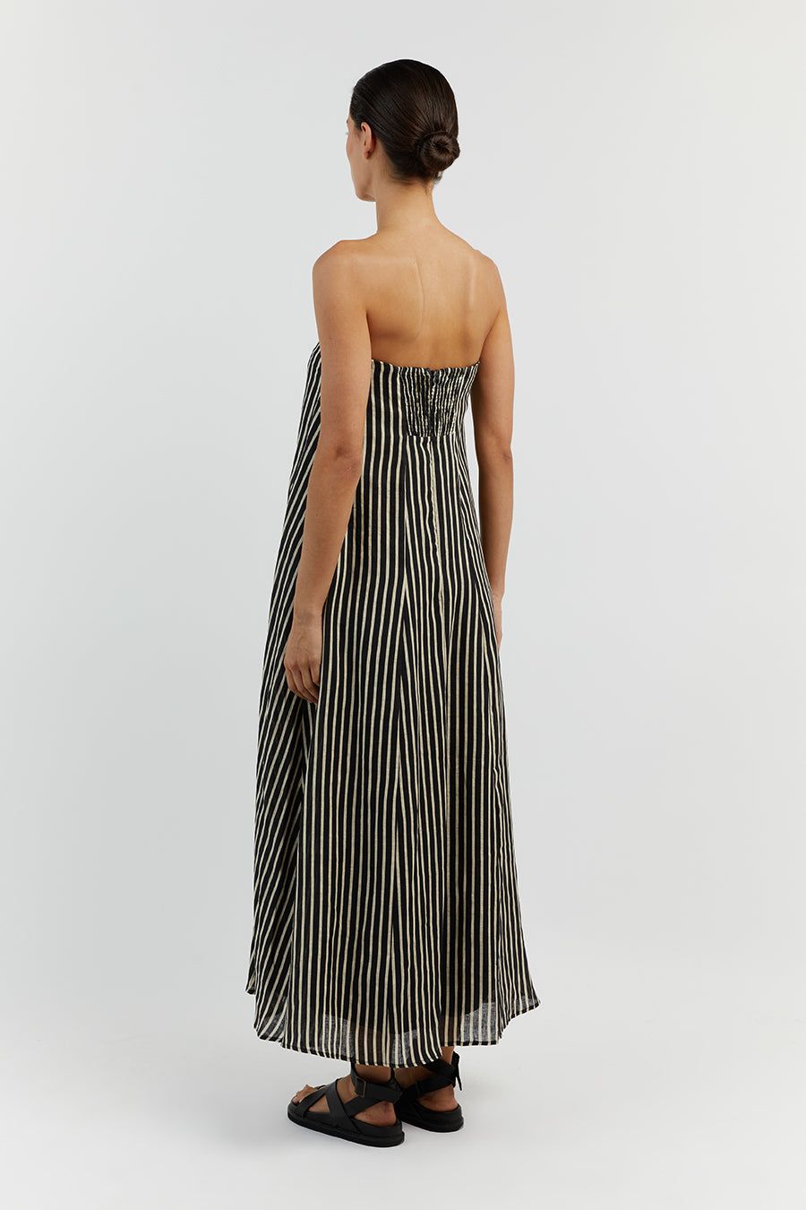 RORY BLACK LINEN MIDI DRESS sold by Dissh product image thumbnail 4