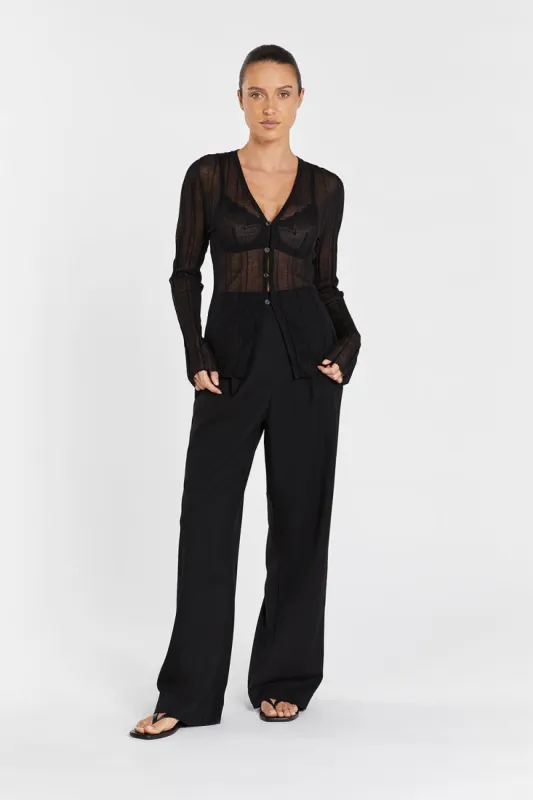 NOVA BLACK LONG SLEEVE KNIT TOP sold by Dissh