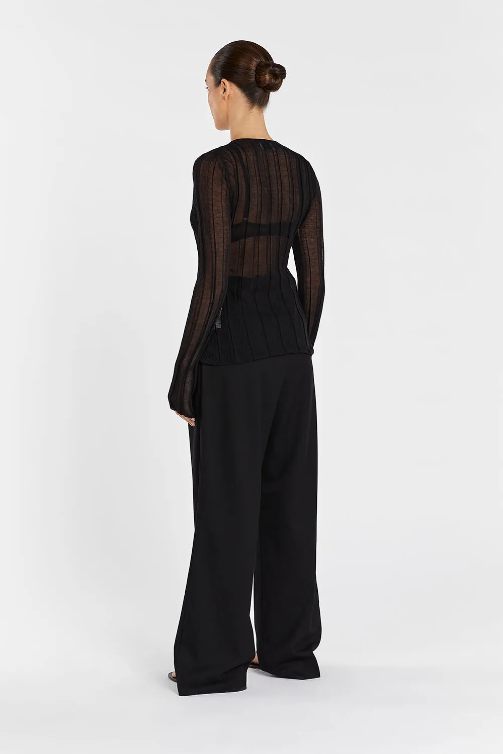 NOVA BLACK LONG SLEEVE KNIT TOP sold by Dissh product image thumbnail 4