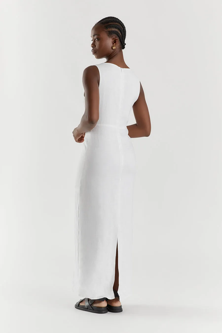 TYLA WHITE LINEN MIDI DRESS sold by Dissh product image thumbnail 4