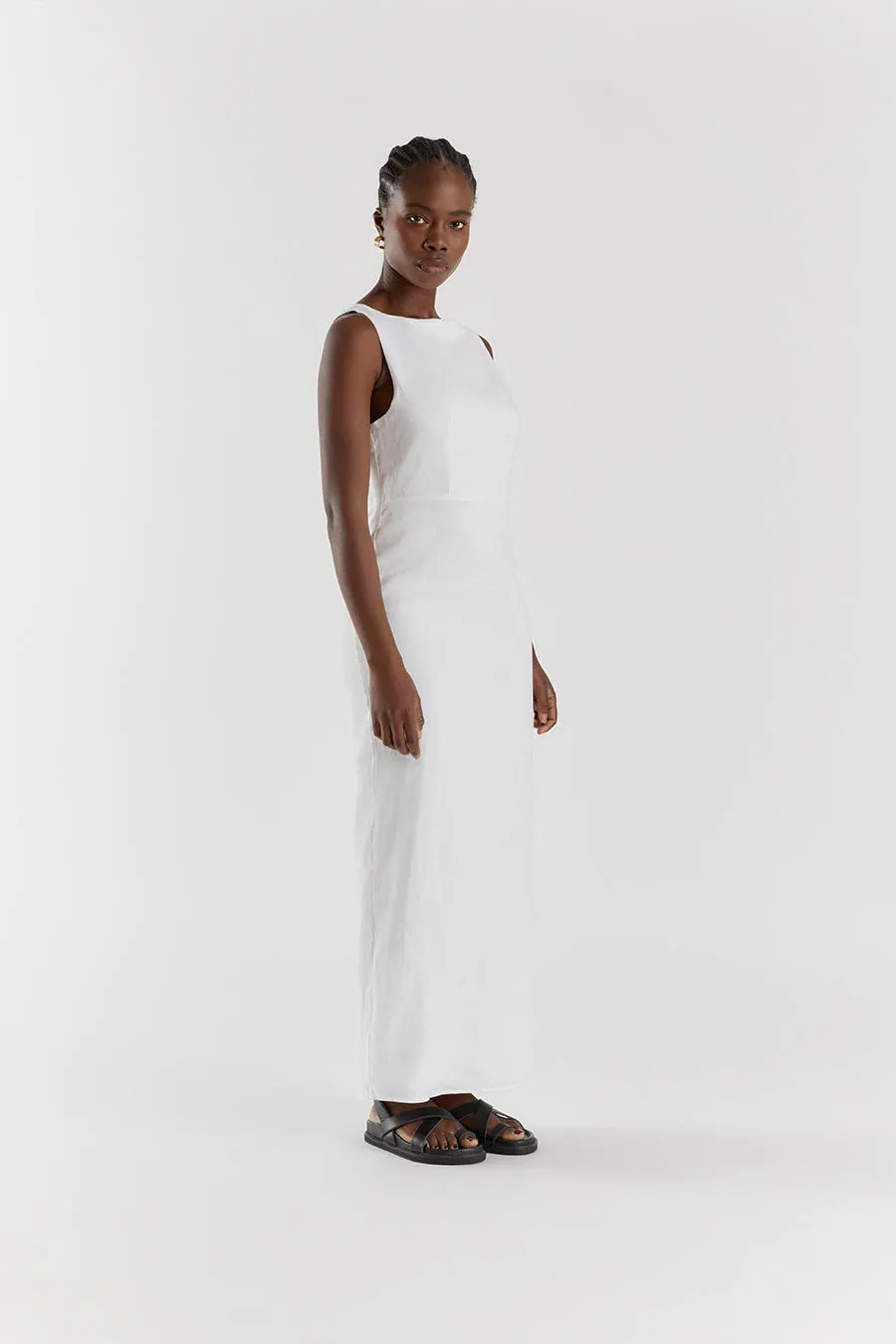TYLA WHITE LINEN MIDI DRESS sold by Dissh product image thumbnail 3