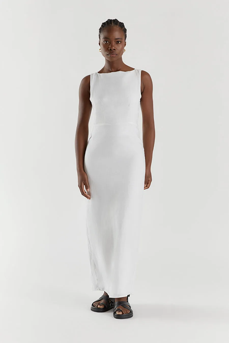 TYLA WHITE LINEN MIDI DRESS sold by Dissh product image thumbnail 2