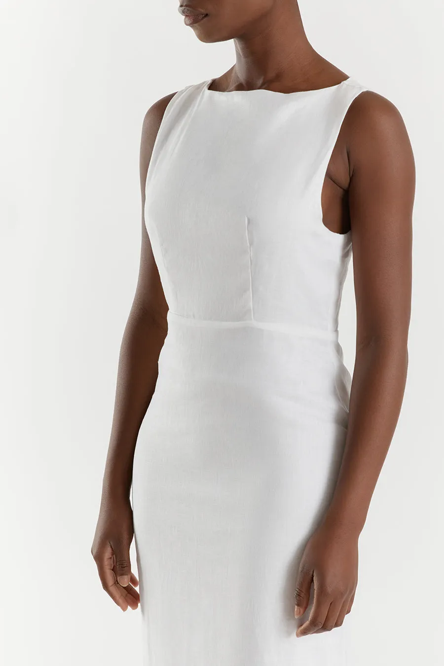 TYLA WHITE LINEN MIDI DRESS sold by Dissh product image thumbnail 5