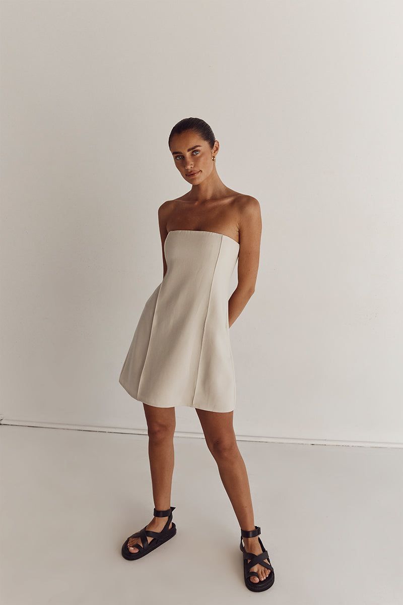 ROWAN BONE STRAPLESS MINI DRESS sold by Dissh