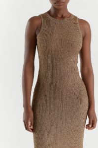 ZANTHE CHOC MARLE KNIT MAXI DRESS sold by Dissh