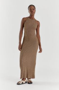 ZANTHE CHOC MARLE KNIT MAXI DRESS sold by Dissh