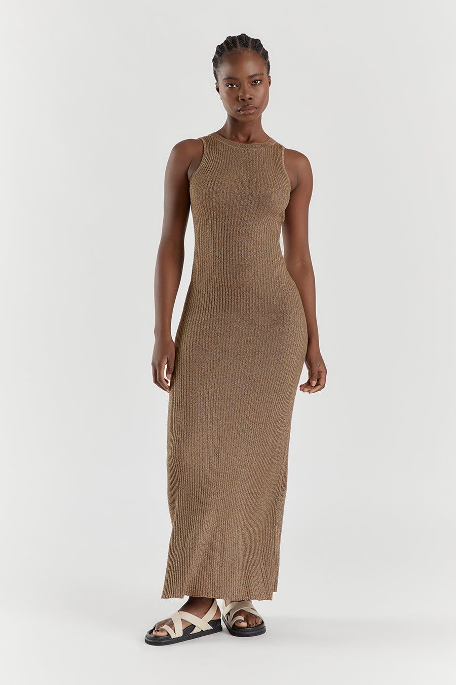 ZANTHE CHOC MARLE KNIT MAXI DRESS sold by Dissh