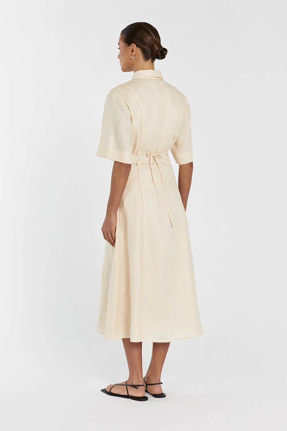 ASTRID LEMON LINEN MIDI DRESS sold by Dissh product image thumbnail 4