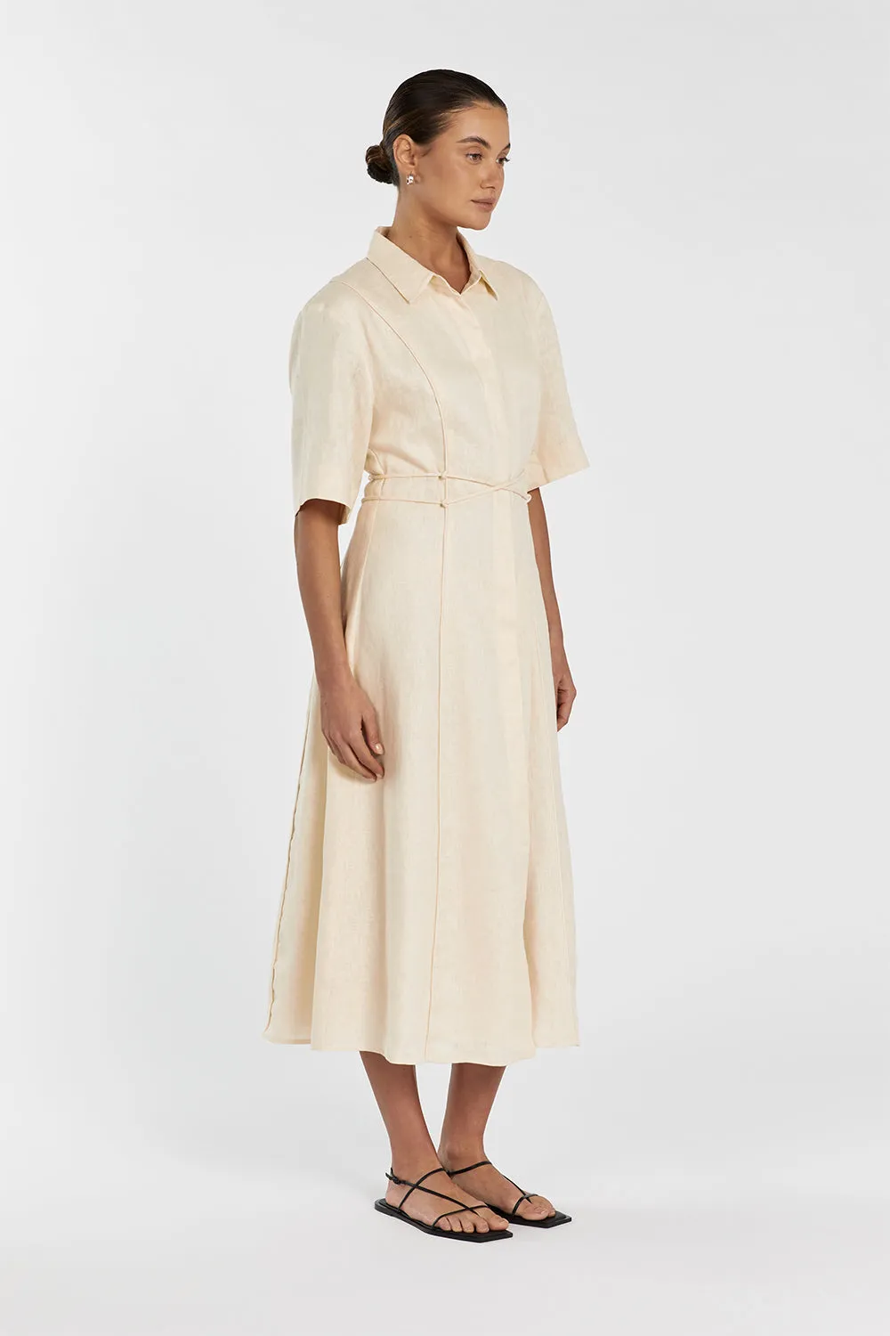 ASTRID LEMON LINEN MIDI DRESS sold by Dissh product image thumbnail 3