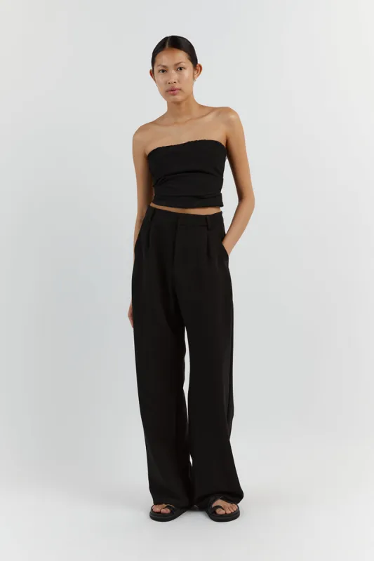 NILE BLACK ROUCHED STRAPLESS TOP sold by Dissh