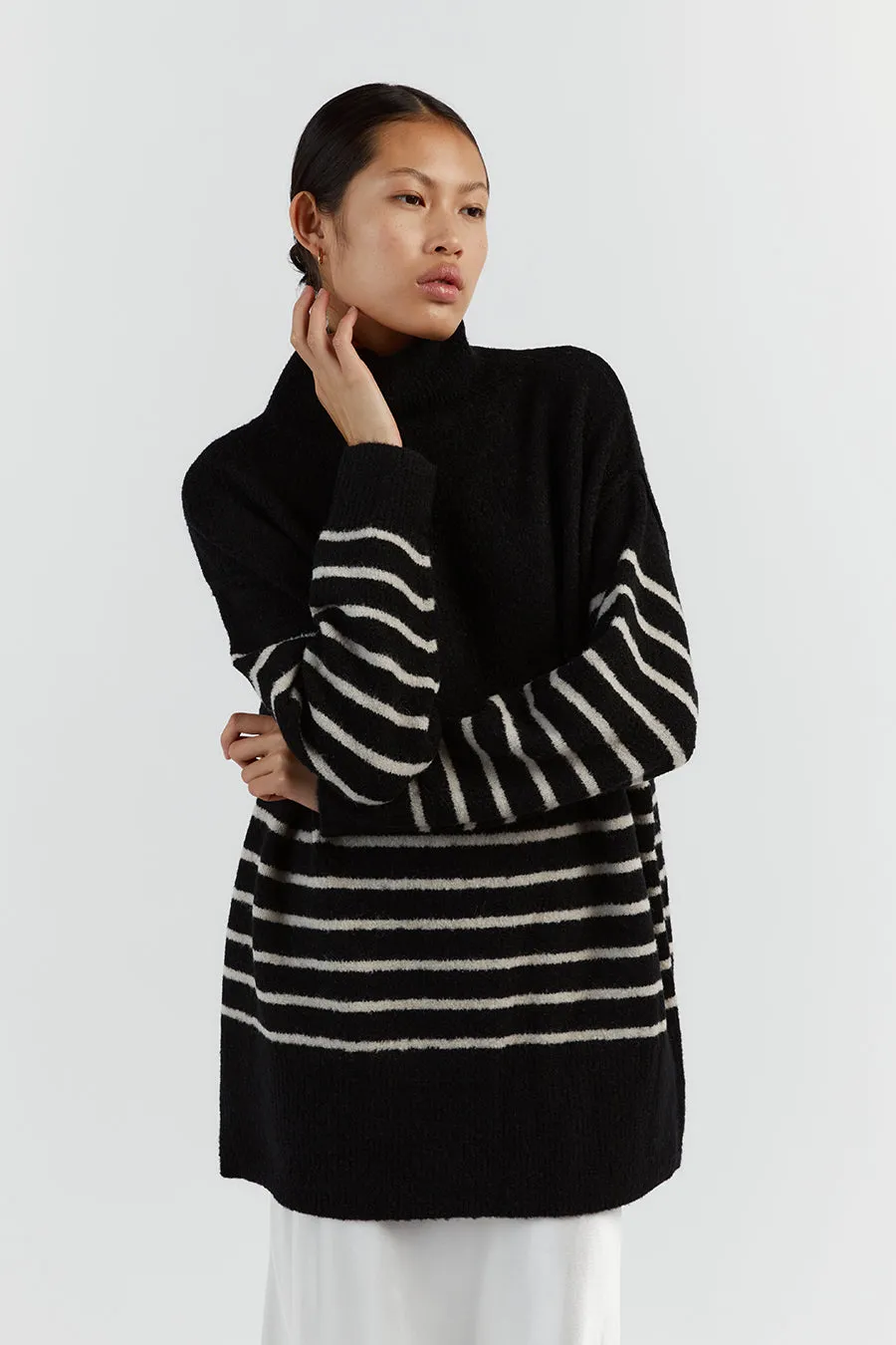 BROOKLYN BLACK/STONE STRIPE JUMPER sold by Dissh product image thumbnail 2