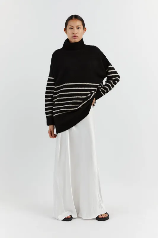 BROOKLYN BLACK/STONE STRIPE JUMPER sold by Dissh