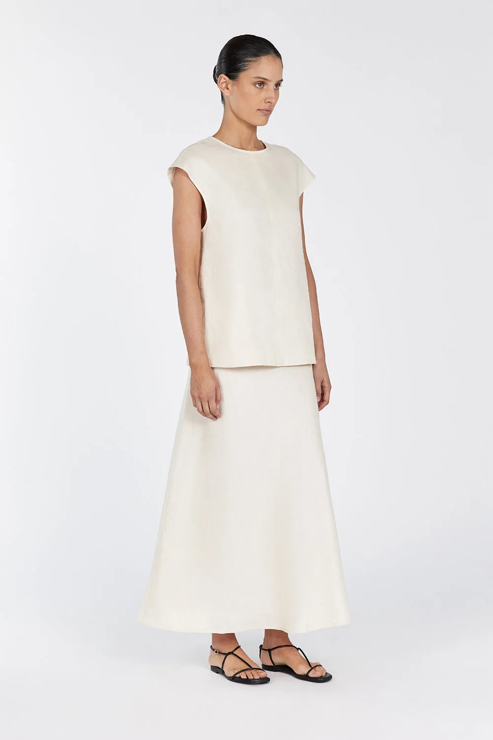 TYRA CREAM LINEN MIDI SKIRT sold by Dissh product image thumbnail 3