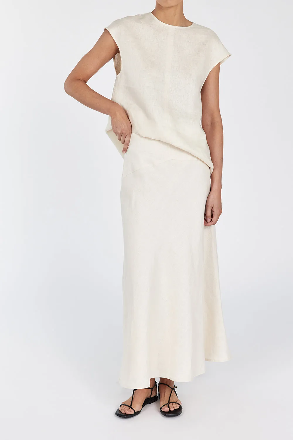 TYRA CREAM LINEN MIDI SKIRT sold by Dissh product image thumbnail 2