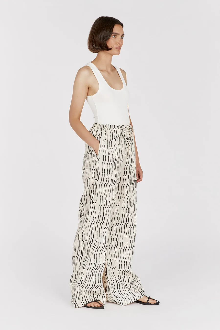 CLAIR CREAM STRIPE LINEN PANT sold by Dissh product image thumbnail 3