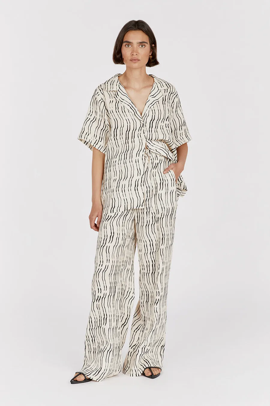 CLAIR CREAM STRIPE LINEN PANT sold by Dissh product image thumbnail 2