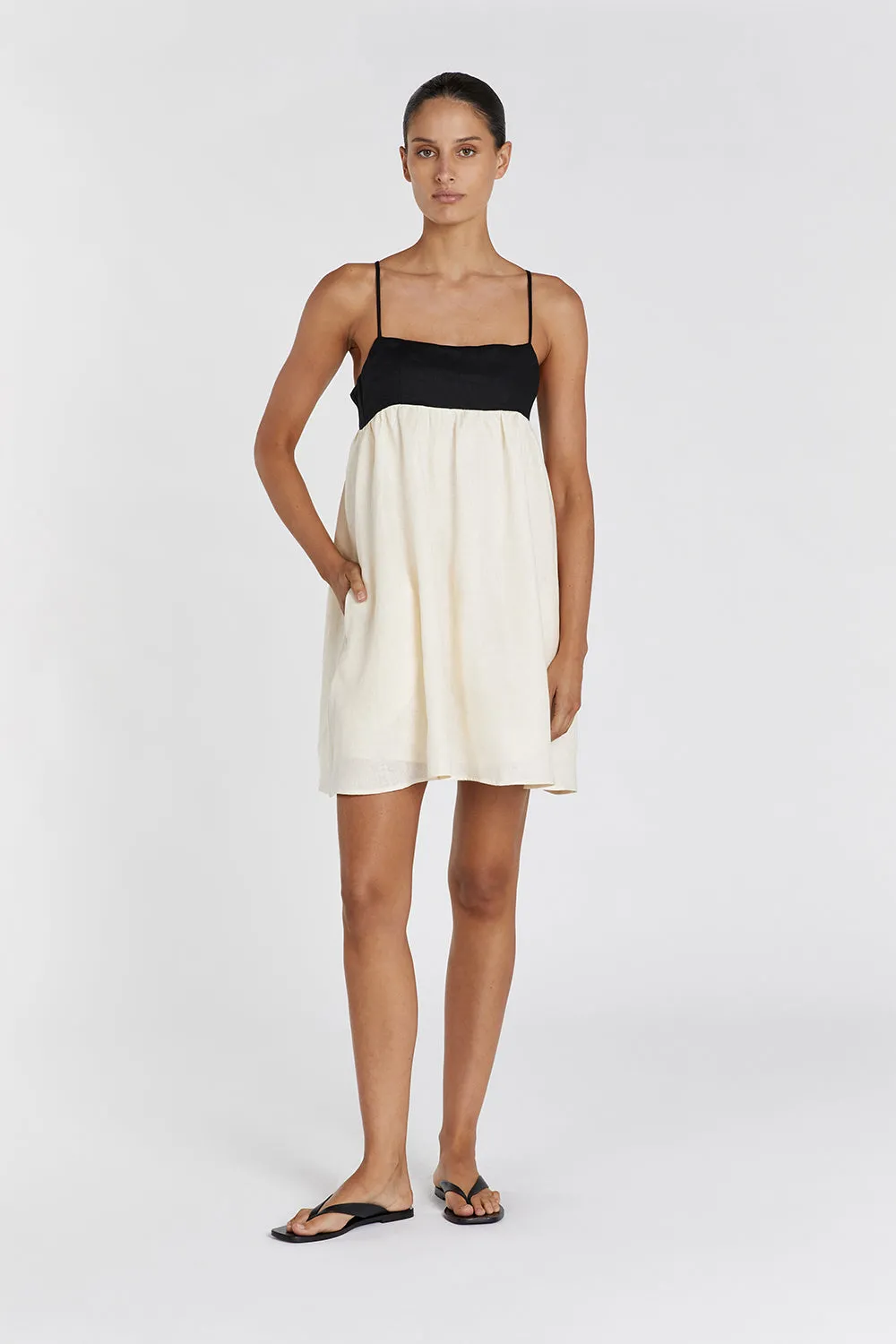 ELENA BUTTERMILK LINEN MINI DRESS sold by Dissh