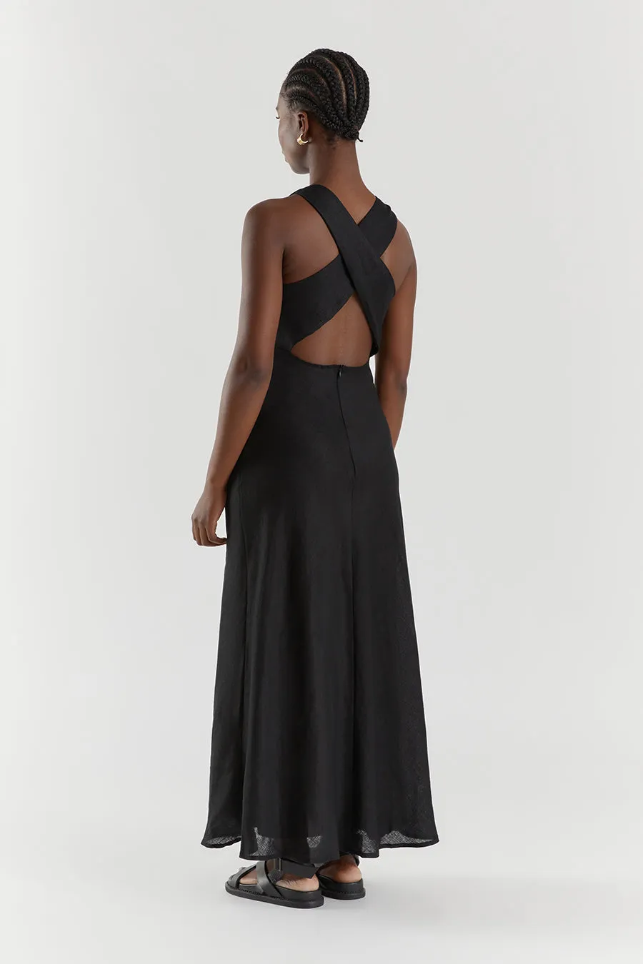 ROSE BLACK LINEN MAXI DRESS sold by Dissh product image thumbnail 4