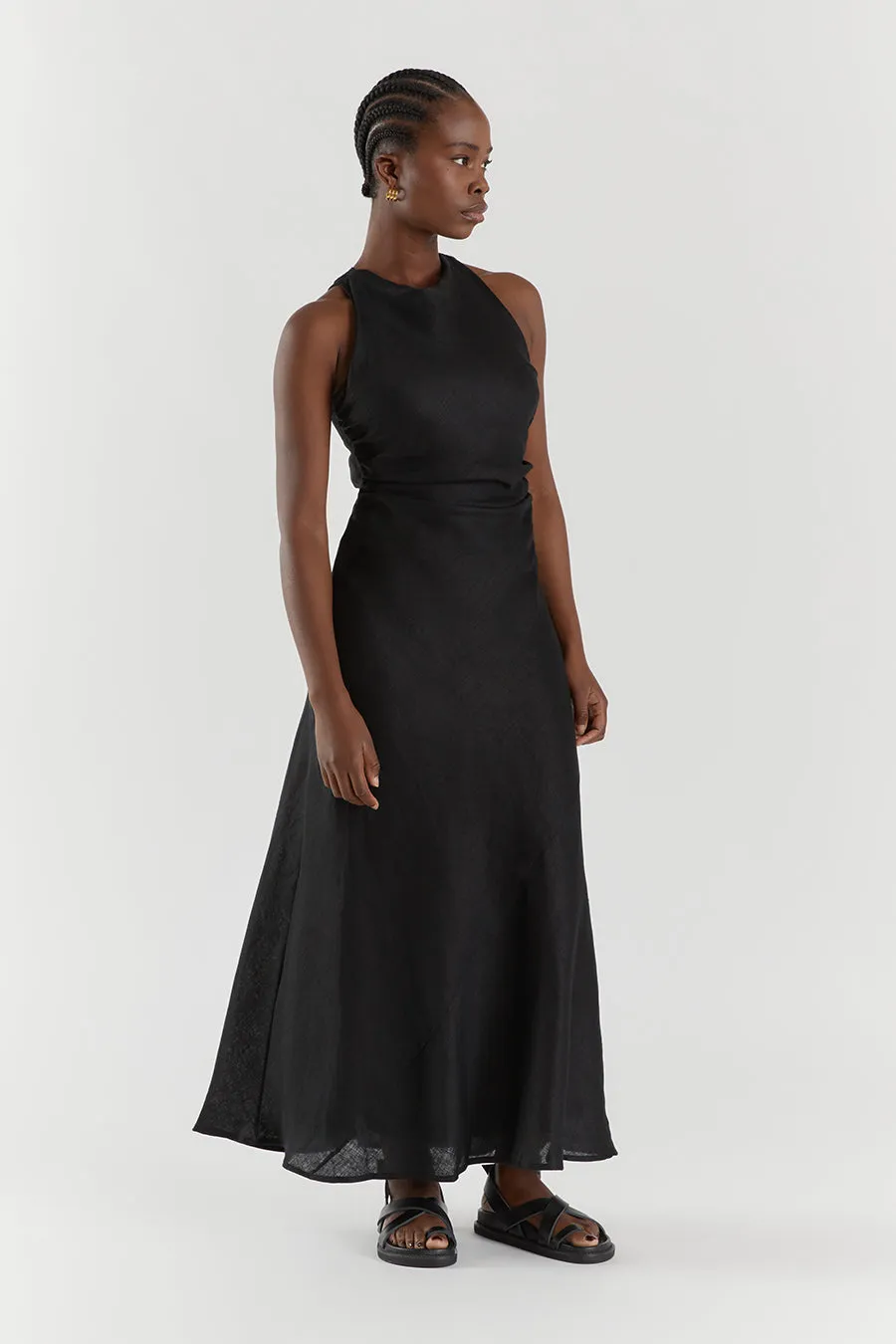 ROSE BLACK LINEN MAXI DRESS sold by Dissh product image thumbnail 3