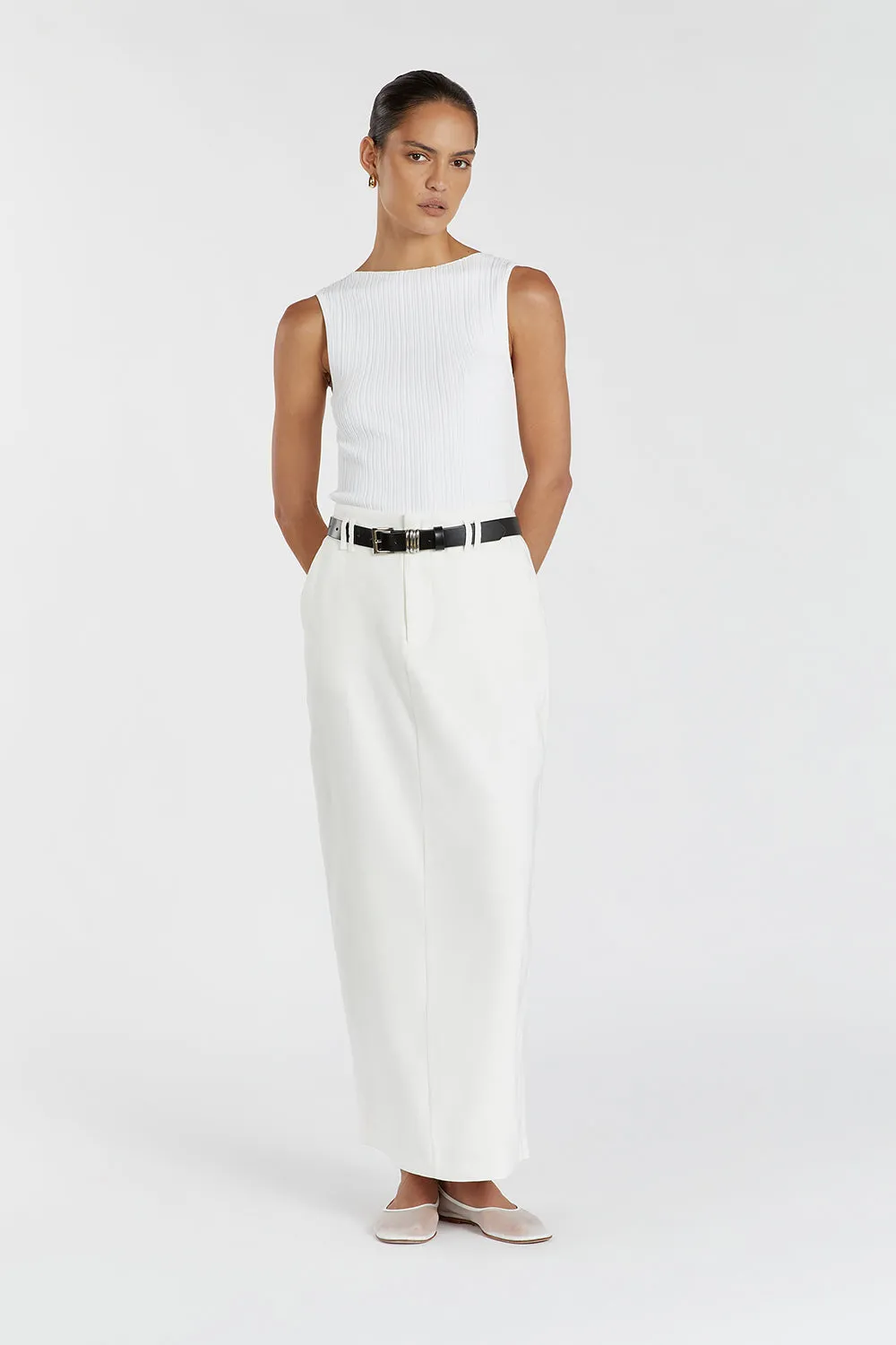 SIENNA OFF WHITE KNIT TANK sold by Dissh