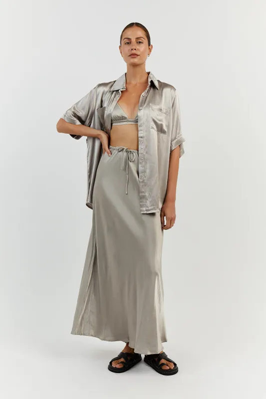 BOBBY PEWTER SATIN BRALETTE sold by Dissh