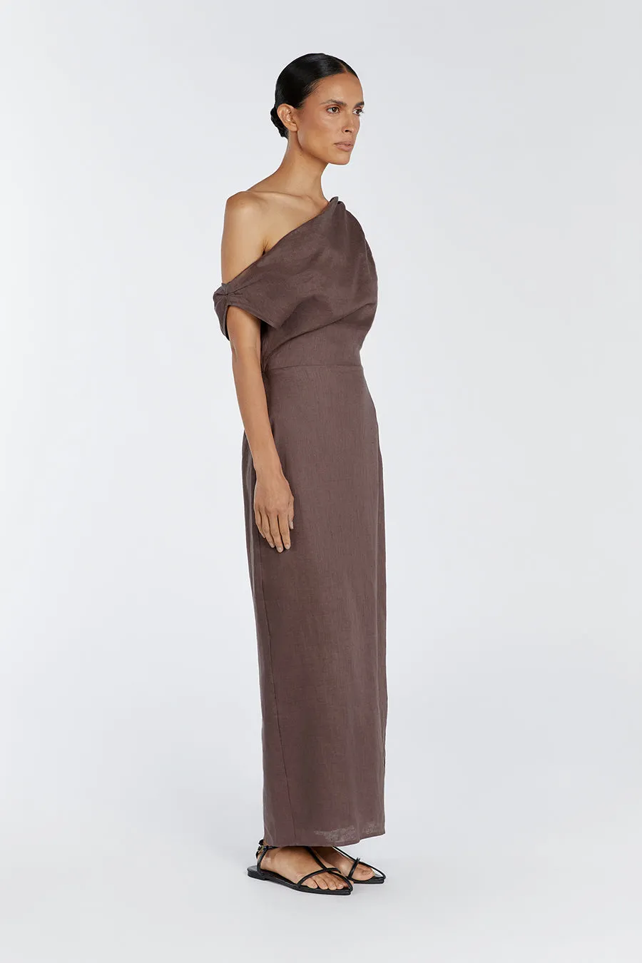 CASS CHOC LINEN ASYM MIDI DRESS sold by Dissh product image thumbnail 4