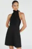 VERA BLACK LINEN MINI DRESS sold by Dissh