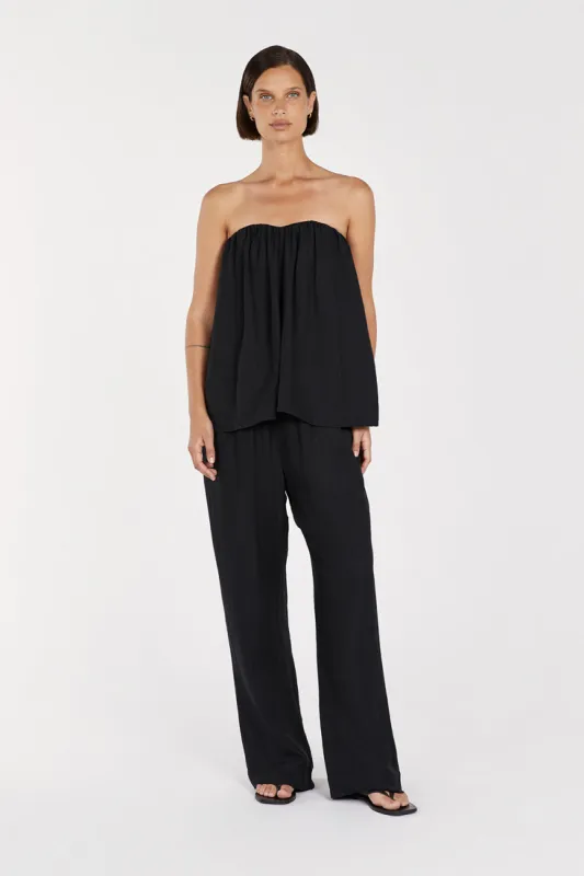 SHANIYA BLACK LINEN BLEND PANT sold by Dissh