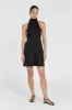 VERA BLACK LINEN MINI DRESS sold by Dissh