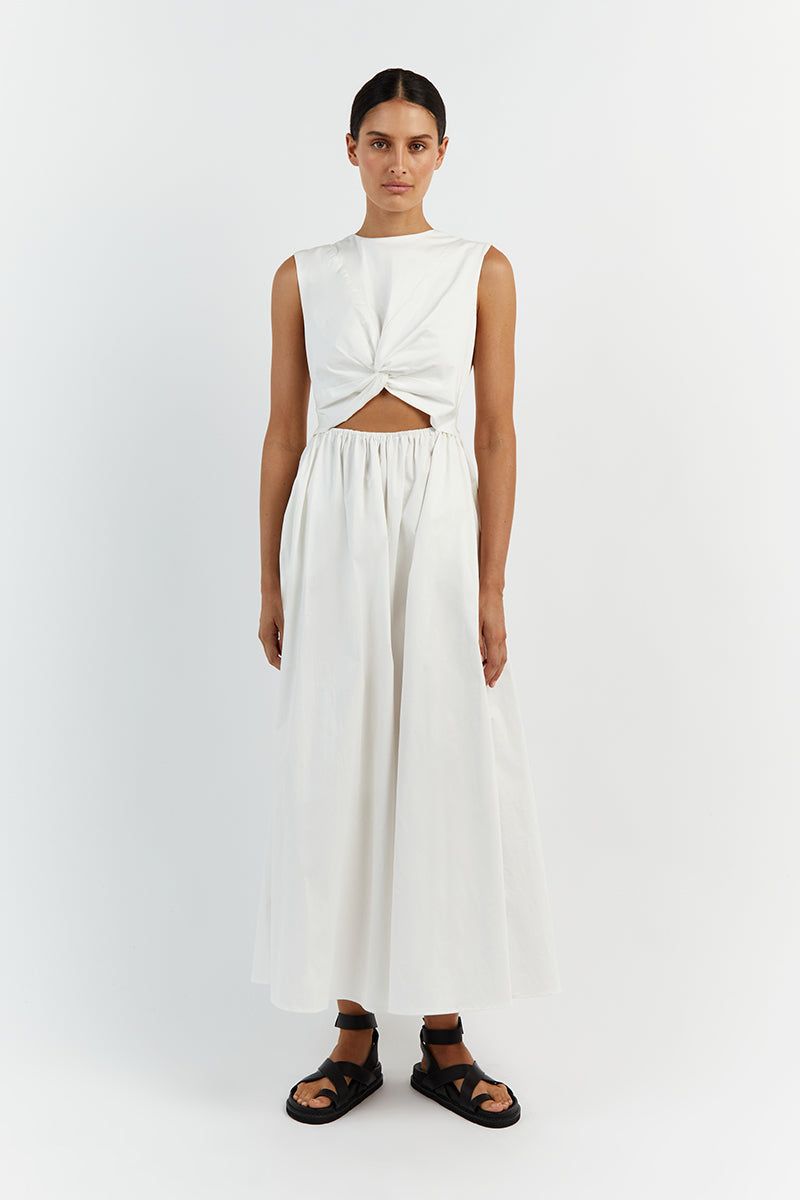 RAMSEY WHITE COTTON MIDI DRESS sold by Dissh