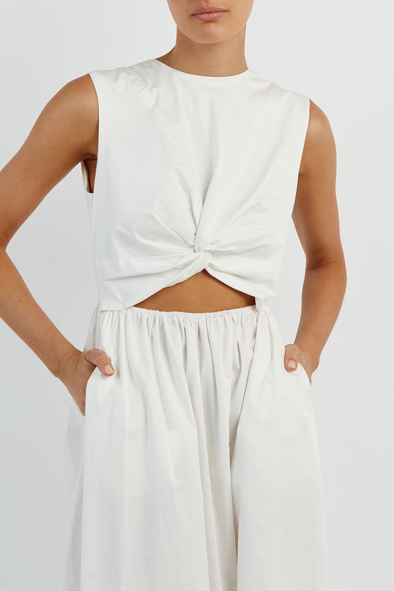 RAMSEY WHITE COTTON MIDI DRESS sold by Dissh product image thumbnail 5