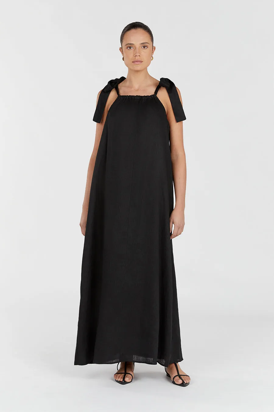 SAYLOR BLACK BOW LINEN MAXI DRESS sold by Dissh product image thumbnail 2